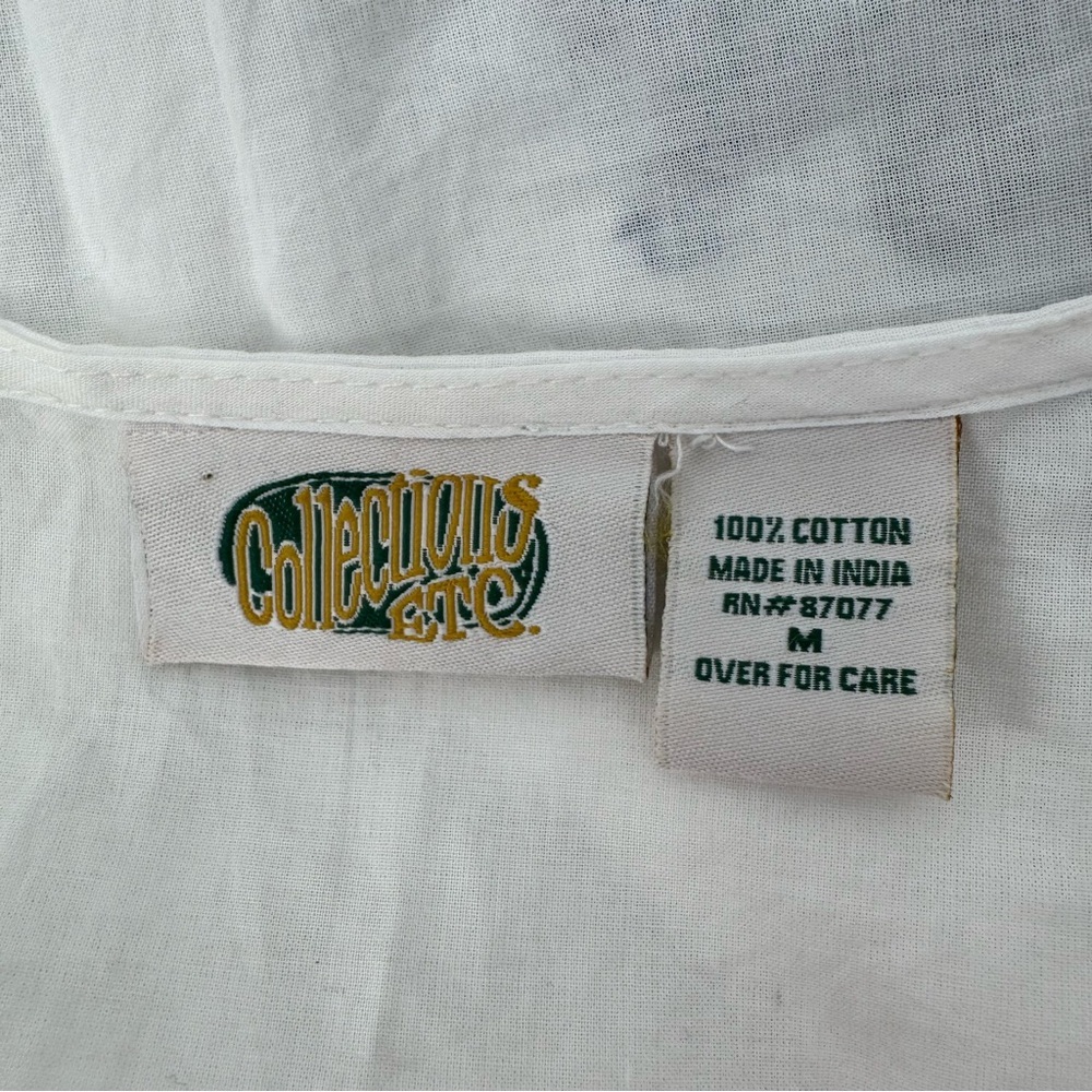 Collections Etc. 100% Cotton White Floral Embroidered Peasant Dress Medium - Picture 8 of 11